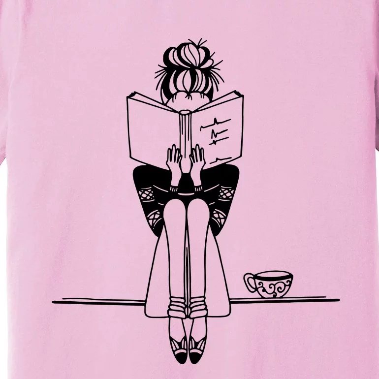 Book Lover Blogger Book Nerd Coffee Reading Reader Premium T-Shirt