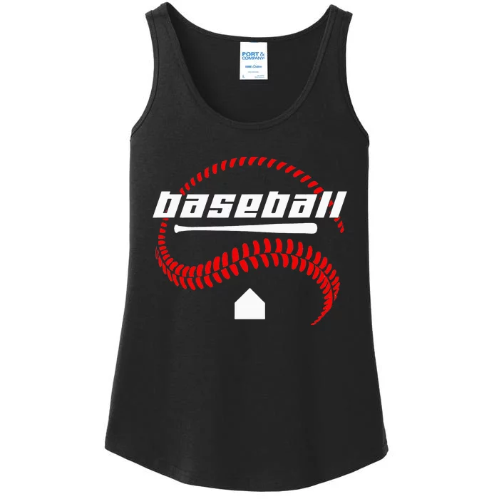 Baseball Laces Baseball Player Fan Lover Apparel and Gifts Ladies Essential Tank