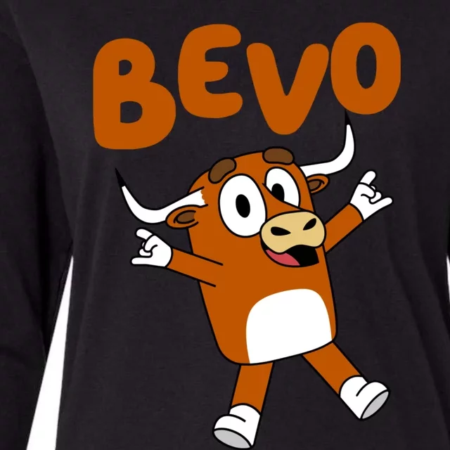 Bevo Longhorn Bull Funny Cartoon Womens Cotton Relaxed Long Sleeve T-Shirt