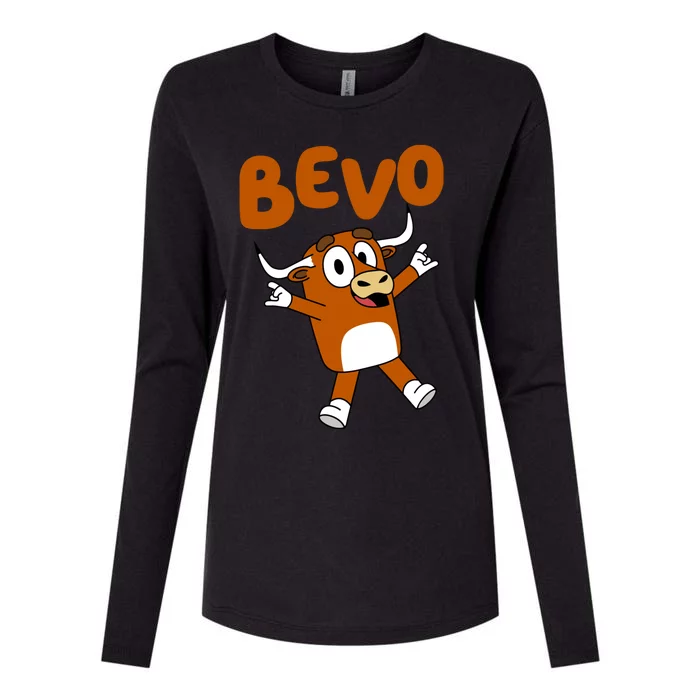 Bevo Longhorn Bull Funny Cartoon Womens Cotton Relaxed Long Sleeve T-Shirt