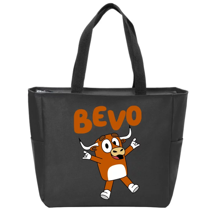 Bevo Longhorn Bull Funny Cartoon Zip Tote Bag