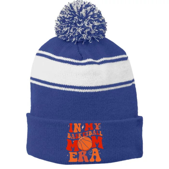 Basketball Lover Ball Mom Stripe Pom Pom Beanie