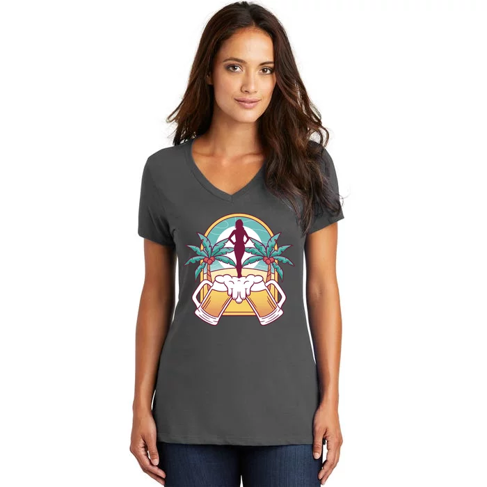 Beer Lover Beach Paradise Women's V-Neck T-Shirt