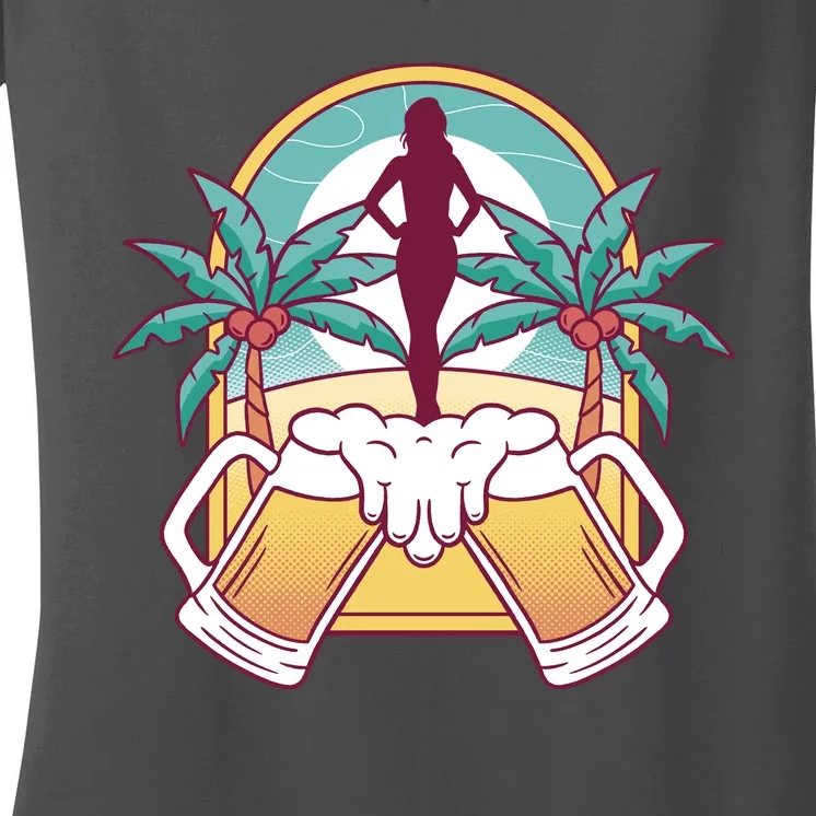 Beer Lover Beach Paradise Women's V-Neck T-Shirt