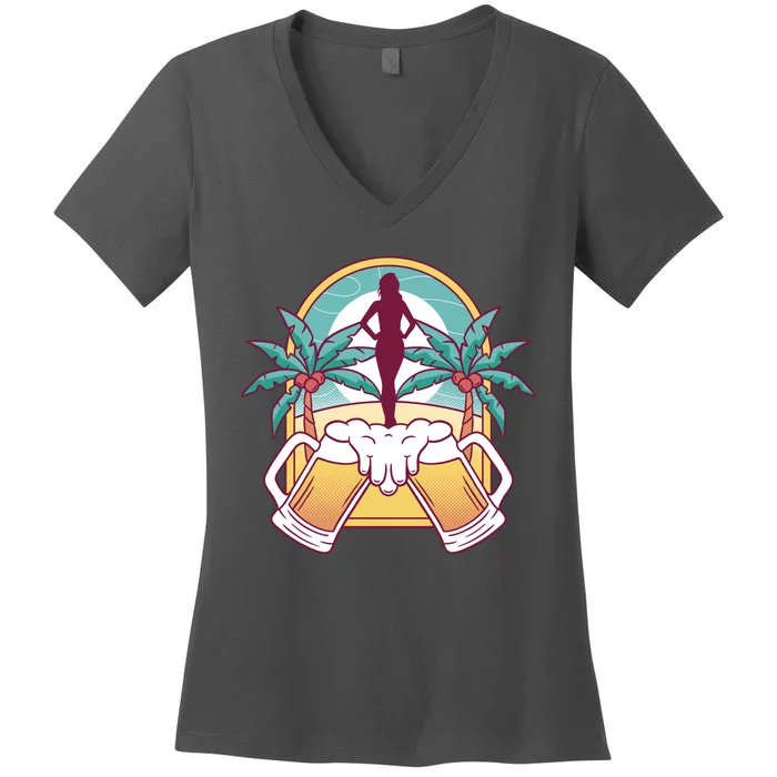 Beer Lover Beach Paradise Women's V-Neck T-Shirt