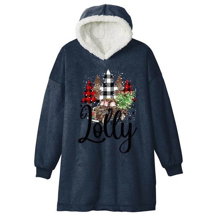 Blessed Lolly Christmas Truck Grandma Gift Hooded Wearable Blanket