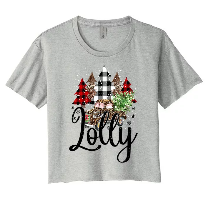 Blessed Lolly Christmas Truck Grandma Gift Women's Crop Top Tee