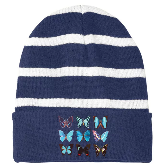 Butterfly Lover Colorful Butterflies Entomologist Science Striped Beanie with Solid Band