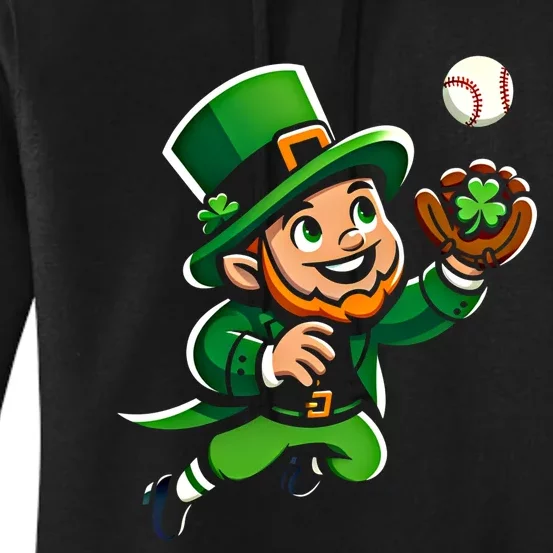 Baseball Leprechauns Catcher Saint PaddyS Shamrock Irish Cool Gift Women's Pullover Hoodie