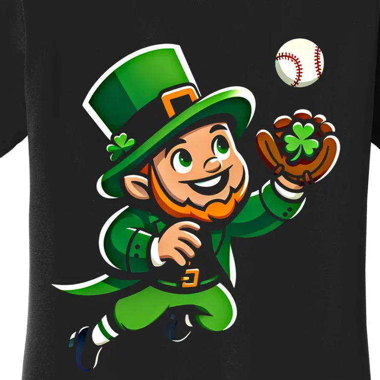 Baseball Leprechauns Catcher Saint PaddyS Shamrock Irish Cool Gift Women's T-Shirt