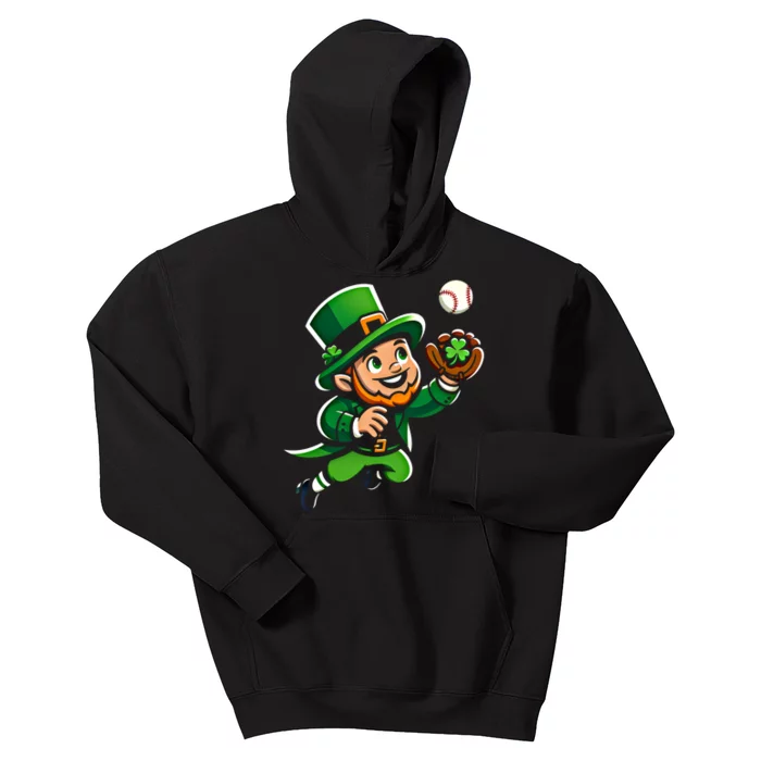 Baseball Leprechauns Catcher Saint PaddyS Shamrock Irish Cool Gift Kids Hoodie