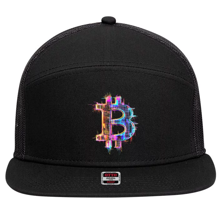 Bitcoin Logo Crypto Trader Investor Cryptocurrency Btc 7 Panel Mesh Trucker Snapback Hat