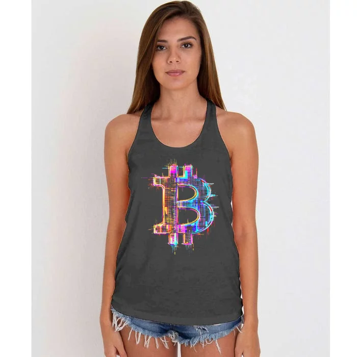 Bitcoin Logo Crypto Trader Investor Cryptocurrency Btc Women's Knotted Racerback Tank