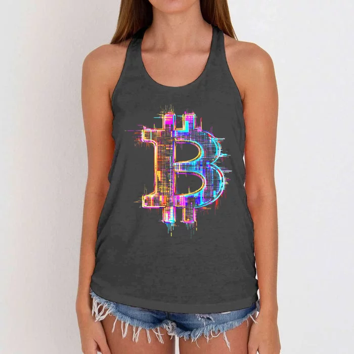 Bitcoin Logo Crypto Trader Investor Cryptocurrency Btc Women's Knotted Racerback Tank