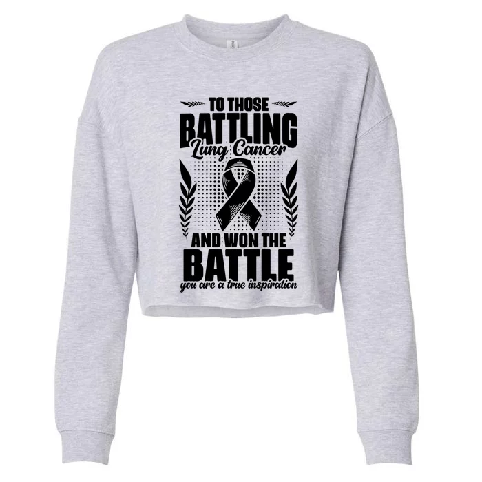 Battling Lung Cancer And Won Support Lung Cancer Survivor Gift Cropped Pullover Crew