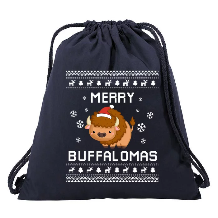 Buffalo Lover Christmas Ugly Xmas Buffalo Sweater Bison Gift Great Gift Drawstring Bag