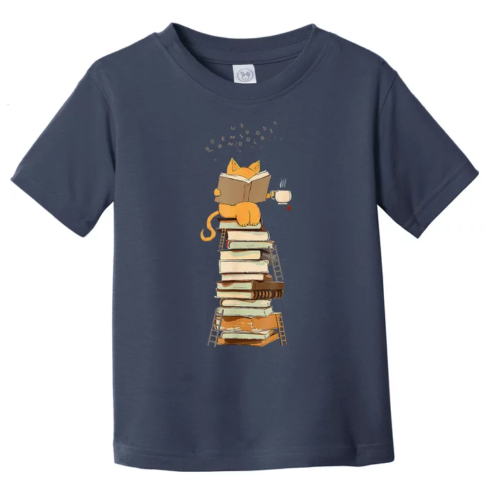 Book Lover Cat Reading Book Cats & Ladders For Education Day Toddler T-Shirt