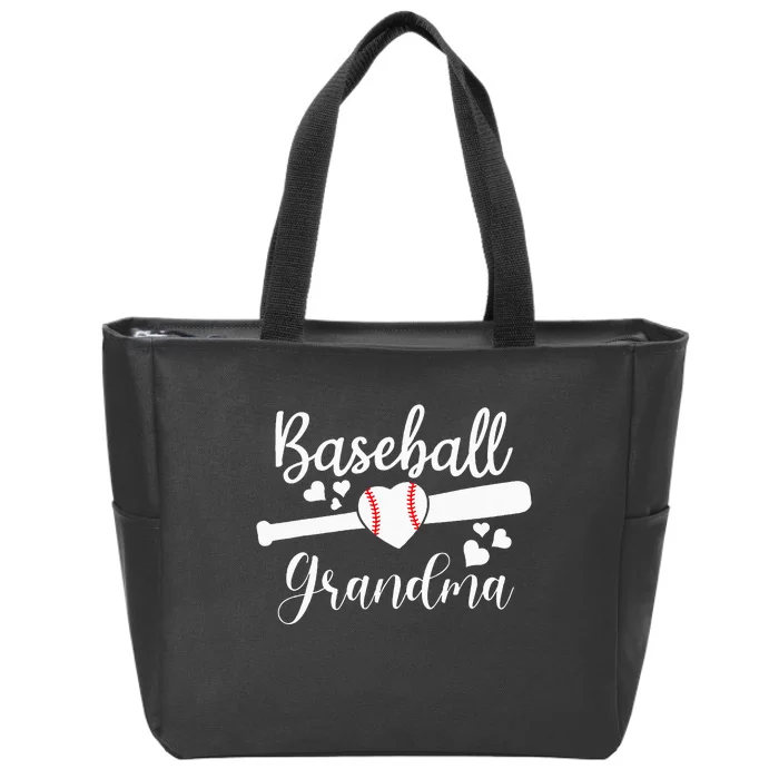 Baseball Lover Cute Baseball Grandma Zip Tote Bag