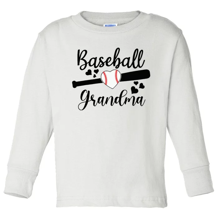 Baseball Lover Cute Baseball Grandma Toddler Long Sleeve Shirt