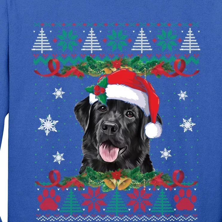 Black Lab Christmas Santa Ugly Sweater Dog Lover Xmas Gift Long Sleeve Shirt