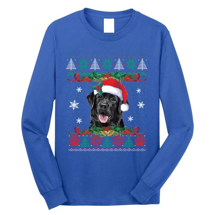 Black Lab Christmas Santa Ugly Sweater Dog Lover Xmas Gift Long Sleeve Shirt