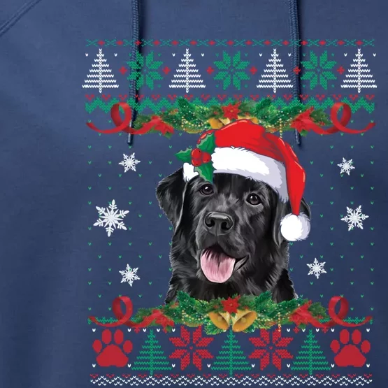 Black Lab Christmas Santa Ugly Sweater Dog Lover Xmas Gift Performance Fleece Hoodie