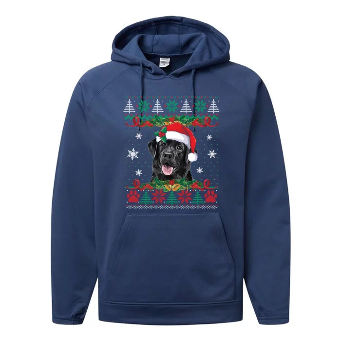 Black Lab Christmas Santa Ugly Sweater Dog Lover Xmas Gift Performance Fleece Hoodie