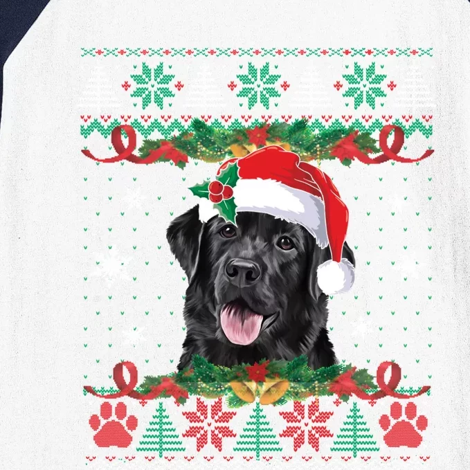 Black Lab Christmas Santa Ugly Sweater Dog Lover Xmas Gift Baseball Sleeve Shirt