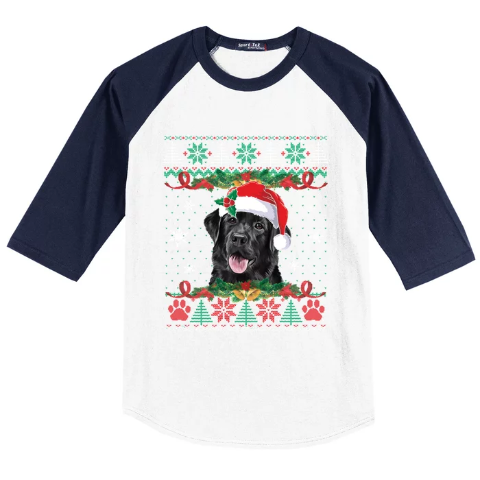 Black Lab Christmas Santa Ugly Sweater Dog Lover Xmas Gift Baseball Sleeve Shirt