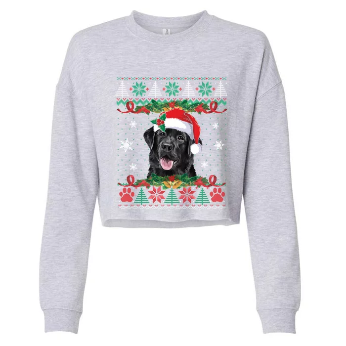 Black Lab Christmas Santa Ugly Sweater Dog Lover Xmas Cute Gift Cropped Pullover Crew