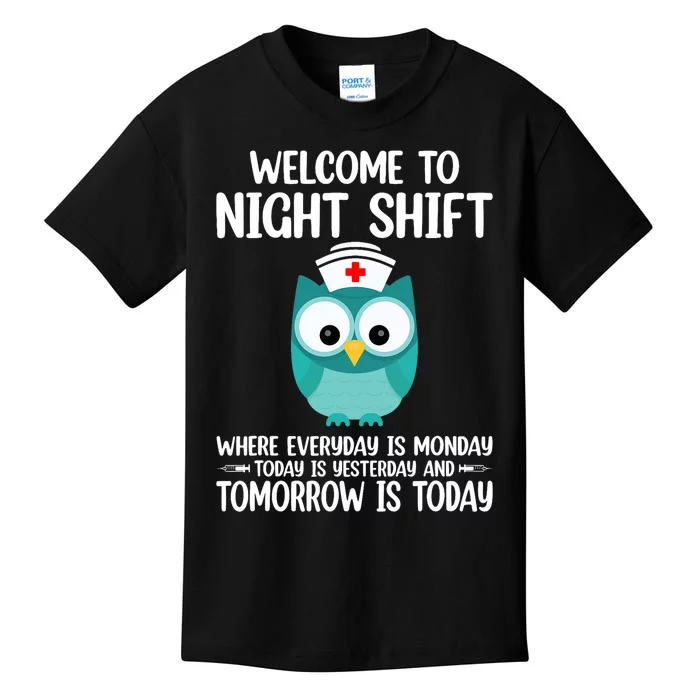 Bsn Lpn Cna Funny Nursing Owl Welcome To Night Shift Nurse Kids T-Shirt