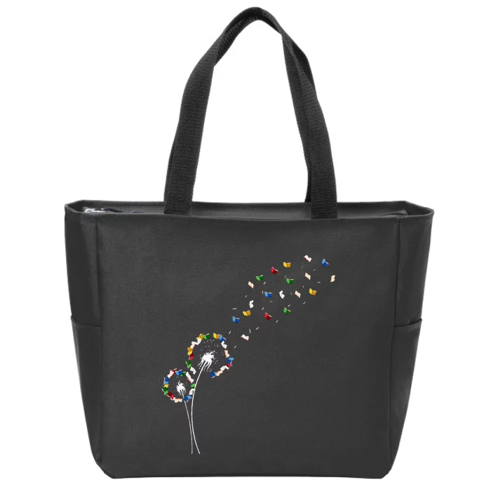 Book Lovers Cute Dandelion With Books Image Zip Tote Bag