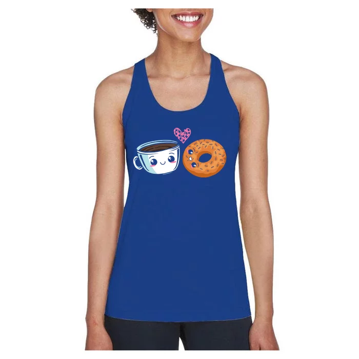 Bagel Lover Coffee Addict Foodie Bread Caffeine Gift Women's Racerback Tank