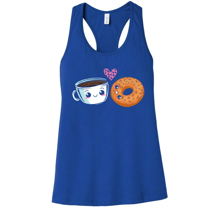 Bagel Lover Coffee Addict Foodie Bread Caffeine Gift Women's Racerback Tank