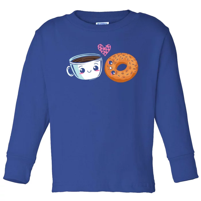 Bagel Lover Coffee Addict Foodie Bread Caffeine Gift Toddler Long Sleeve Shirt