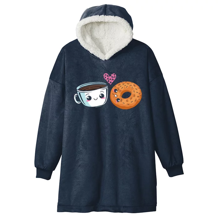 Bagel Lover Coffee Addict Foodie Bread Caffeine Gift Hooded Wearable Blanket