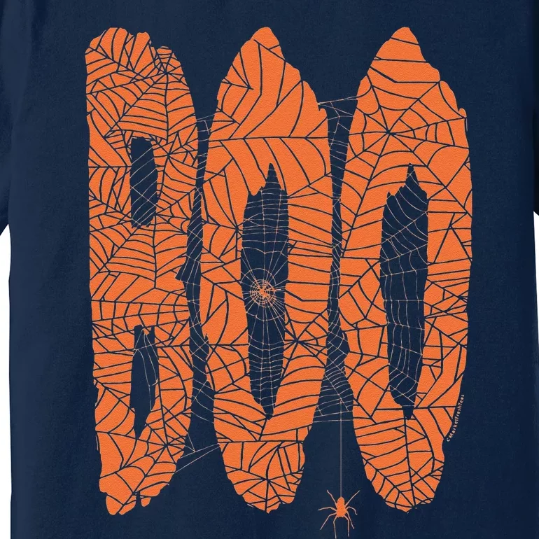 Boo Letters Covered In Spider Webs Fun Spooky Halloween Premium T-Shirt