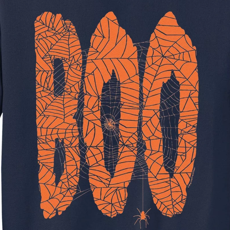 Boo Letters Covered In Spider Webs Fun Spooky Halloween Tall Sweatshirt