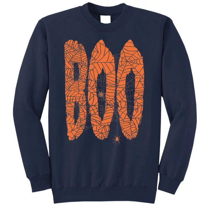 Boo Letters Covered In Spider Webs Fun Spooky Halloween Tall Sweatshirt