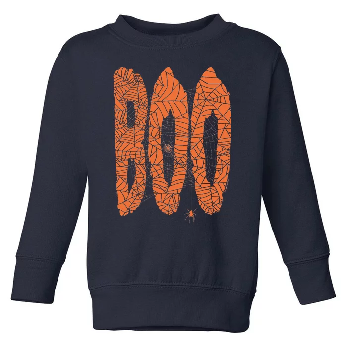 Boo Letters Covered In Spider Webs Fun Spooky Halloween Toddler Sweatshirt