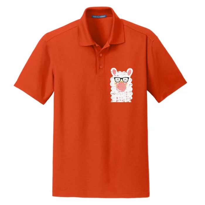 Bubblegum Llama Cute Funny Animal Halloween Gift Idea Dry Zone Grid Performance Polo