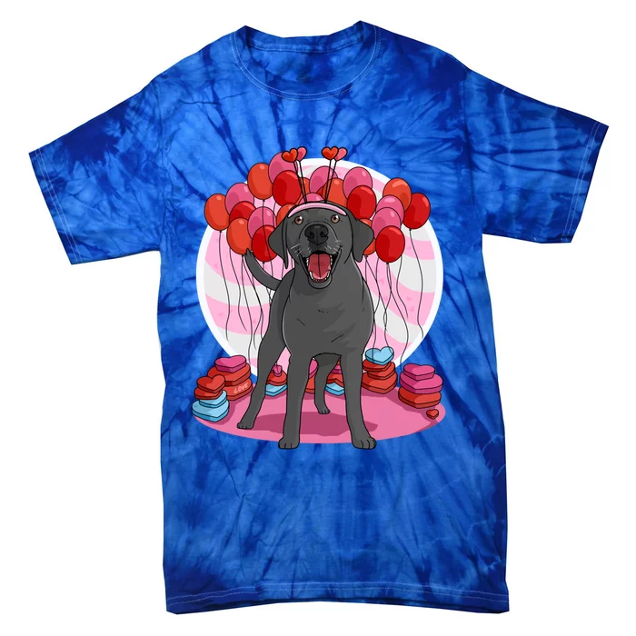 Black Lab Cute Labrador Retriever Heart Valentine Day Gift Cool Gift Tie-Dye T-Shirt