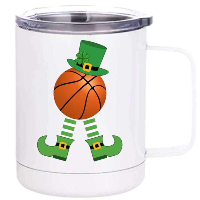 Basketball Leprechaun Coach Gift Green St Patricks Day Party Gift Front & Back 12oz Stainless Steel Tumbler Cup