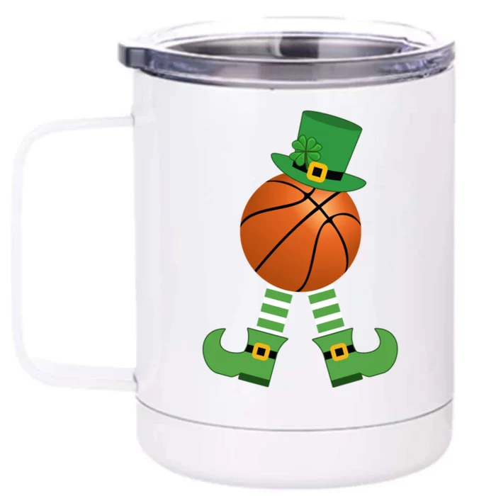 Basketball Leprechaun Coach Gift Green St Patricks Day Party Gift Front & Back 12oz Stainless Steel Tumbler Cup