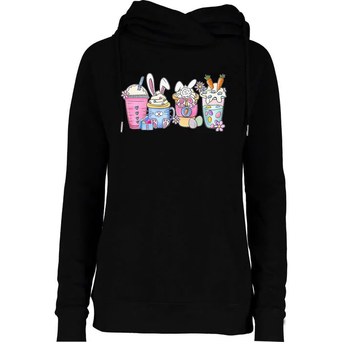 Bunny Latte Coffee Easter Bunny rabbit Coffee Lover Womens Funnel Neck Pullover Hood