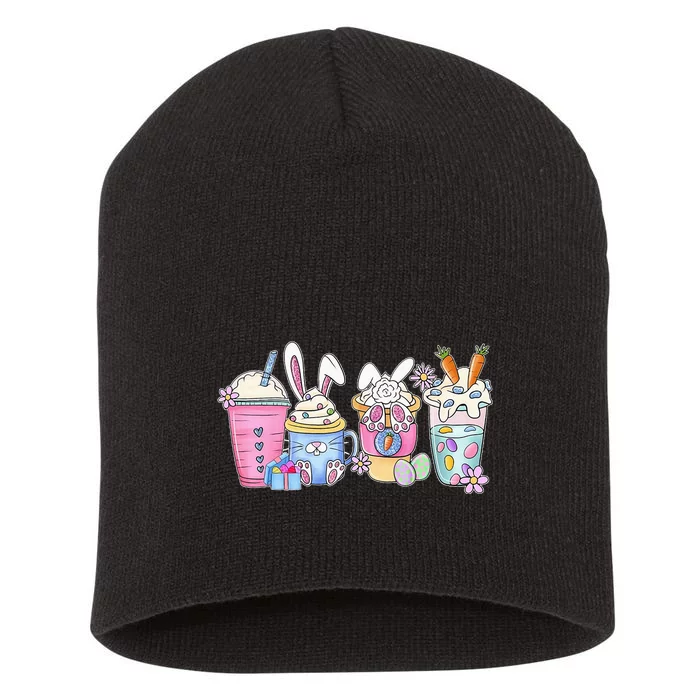 Bunny Latte Coffee Easter Bunny rabbit Coffee Lover Short Acrylic Beanie