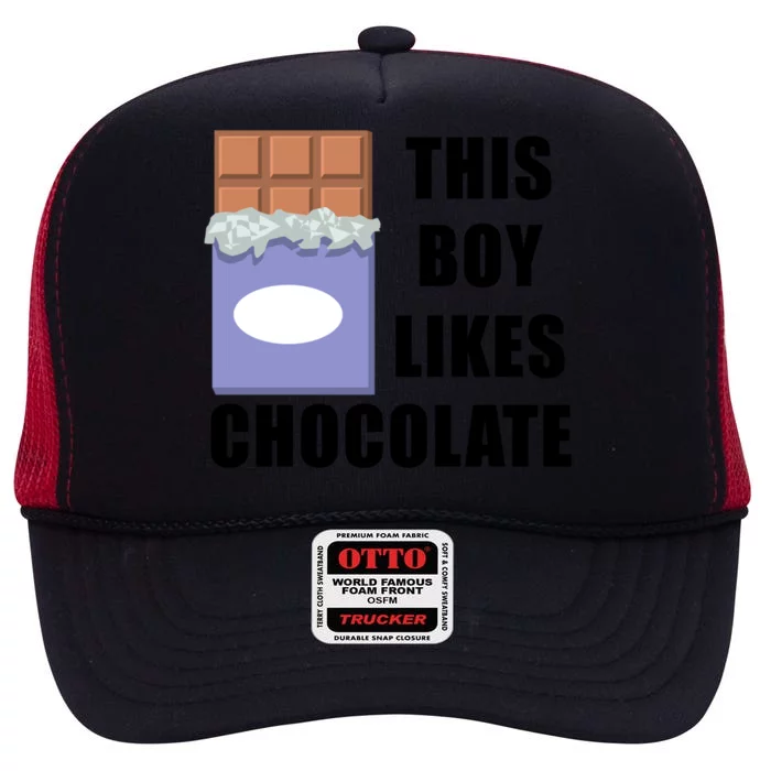 Boy Likes Chocolate Funny Saying Chocolatier Funny Gift High Crown Mesh Trucker Hat