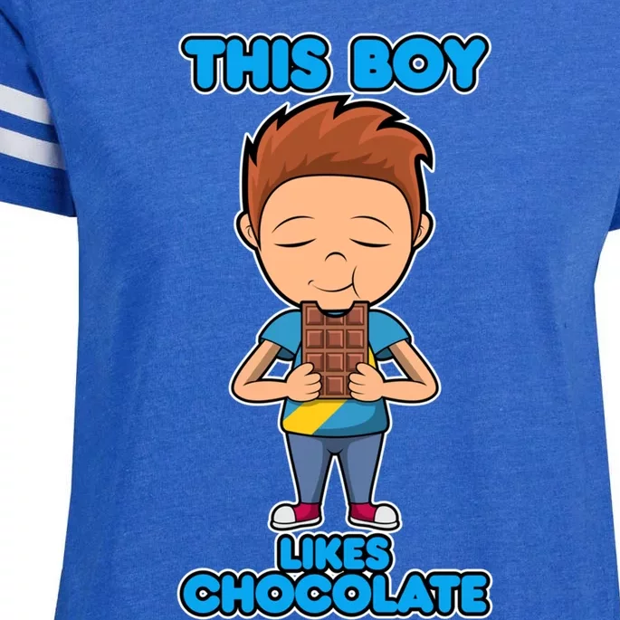 Boy Likes Chocolate Funny Saying Chocolatier Meaningful Gift Enza Ladies Jersey Football T-Shirt