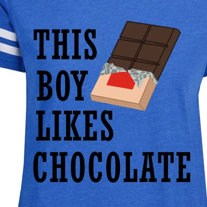 Boy Likes Chocolate Ironic Chocolatier Cute Gift Enza Ladies Jersey Football T-Shirt