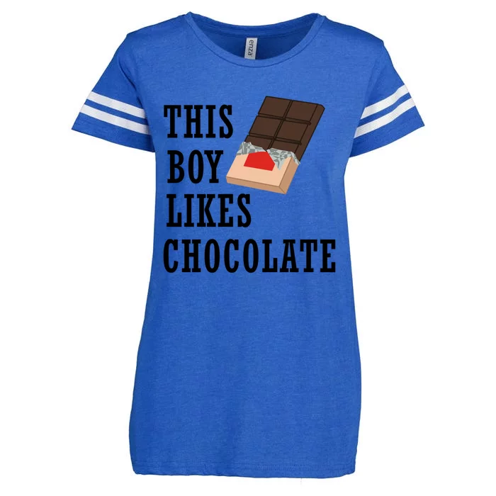 Boy Likes Chocolate Ironic Chocolatier Cute Gift Enza Ladies Jersey Football T-Shirt